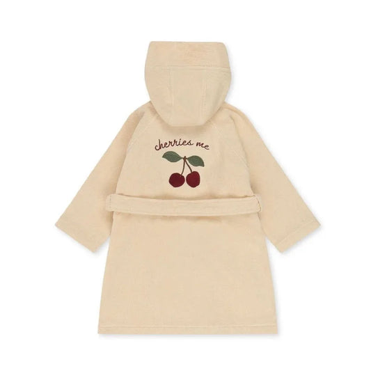 2025 New KS Baby Girls Flannel Bathrobe Towel Kids Cherry Lemon Embroidery Bathrobes Boys Pure Cotton Hooded Bath Towel Pyjamas
